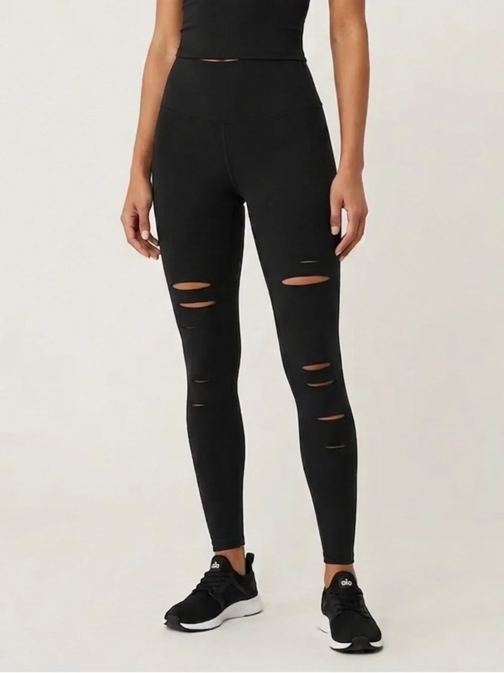 Alo Yoga High Waist Ripped Warrior Leggings Black XS